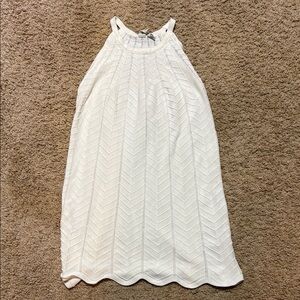 White Sleeveless Chevron Dress